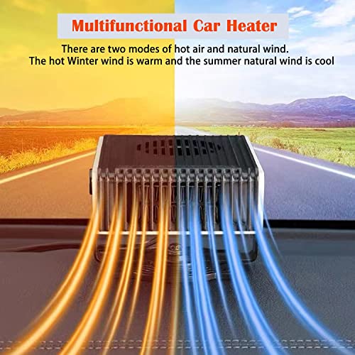 12V 150W Portable Car Heater,2 in 1 Auto Heater/Cooling Fan Car Windscreen Demister Heater Fast Heating Defrost Defogger Plug in Cigarette Lighter Automobile Windscreen Fan