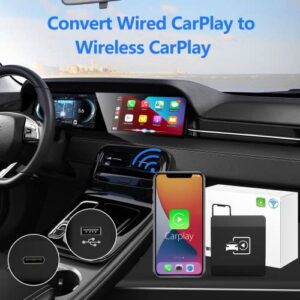 Wireless CarPlay Adapter, Auformer 2023 Apple Carplay Wireless Dongle for iPhone - Plug & Play, 5.8Ghz WiFi, Easy to Install, Free Online Update, Carplay Wireless Adapter for OEM Wired CarPlay Cars