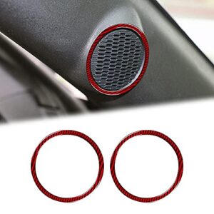 blakaya compatible with sticker carbon fiber a-pillar speaker cover door audio loudspeaker ring trim cover accessories for ford mustang 2015 2016 2017 2018 2019 2020 (2pc red）