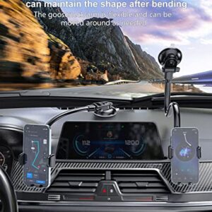 SMORFIT Phone-Mount-for-Car, Long Arm Gooseneck Cell Phone/iPhone Holder Car/Truck for Dashboard/Windshield, Strong Suction Cup Anti-Shake Stabilizer Mobile Stand for Car