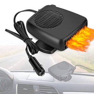 car heater 12v – fast heating defrost defogger with ergonomic handle, 2 in1 fast heating & cooling fan, outlet plug in cigarette lighte, automobile windscreen fan for all cars portable