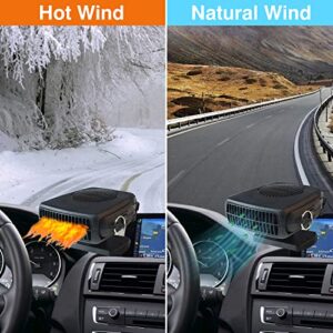 Car Heater 12V - Fast Heating Defrost Defogger with Ergonomic Handle, 2 in1 Fast Heating & Cooling Fan, Outlet Plug in Cigarette Lighte, Automobile Windscreen Fan for All Cars Portable