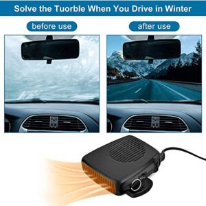 Car Heater 12V - Fast Heating Defrost Defogger with Ergonomic Handle, 2 in1 Fast Heating & Cooling Fan, Outlet Plug in Cigarette Lighte, Automobile Windscreen Fan for All Cars Portable