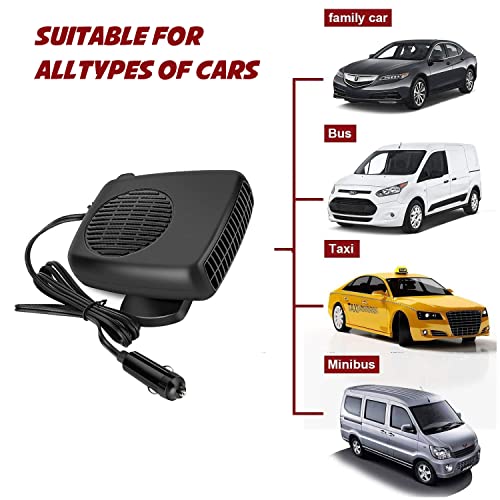 Car Heater 12V - Fast Heating Defrost Defogger with Ergonomic Handle, 2 in1 Fast Heating & Cooling Fan, Outlet Plug in Cigarette Lighte, Automobile Windscreen Fan for All Cars Portable