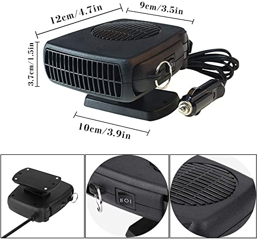 Car Heater 12V - Fast Heating Defrost Defogger with Ergonomic Handle, 2 in1 Fast Heating & Cooling Fan, Outlet Plug in Cigarette Lighte, Automobile Windscreen Fan for All Cars Portable