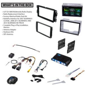 6.8" Ford F-150 (2009-2014) Double Din Car Stereo Kit with Dash Kit, Anntenna Adapter, Apple CarPlay, Android Auto, Bluetooth Naviagtion, Camera Input (Black with Steering Wheel Controls)