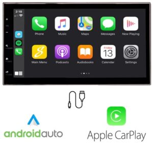 6.8" Ford F-150 (2009-2014) Double Din Car Stereo Kit with Dash Kit, Anntenna Adapter, Apple CarPlay, Android Auto, Bluetooth Naviagtion, Camera Input (Black with Steering Wheel Controls)