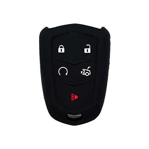 SEGADEN Silicone Cover Protector Case Holder Skin Jacket Compatible with CADILLAC 5 Button Remote Key Fob CV4772 Black