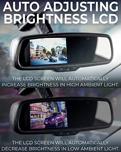 Master Tailgaters 8" OEM Frameless Rear View Mirror with 7" LCD Screen | Rearview Universal Fit Mount | 4 Video Inputs | Auto Adjusting Brightness LCD | Anti Glare | Full Original Mirror Replacement