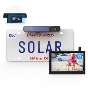 auto-vox magnetic solar wireless backup camera with monitor, battery-powered back up camera systems for car,truck,trailer