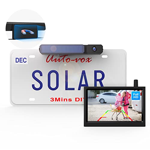 AUTO-VOX Magnetic Solar Wireless Backup Camera with Monitor, Battery-Powered Back Up Camera Systems for Car,Truck,Trailer