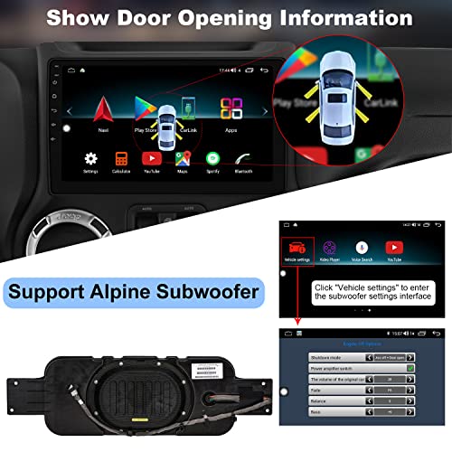 IYING 6G+64G Android Car Stereo for Jeep Wrangler 2011 2012 2013 2014 Wireless CarPlay Wireless Android Auto 10.1 Inch Car Radio QLED Touch Screen AM/FM WiFi Dual Bluetooth GPS Navigation Headunit