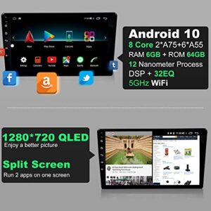 IYING 6G+64G Android Car Stereo for Jeep Wrangler 2011 2012 2013 2014 Wireless CarPlay Wireless Android Auto 10.1 Inch Car Radio QLED Touch Screen AM/FM WiFi Dual Bluetooth GPS Navigation Headunit