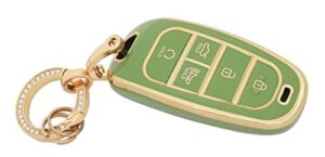 key fob cover for hyundai with keychain soft tpu car key case cover compatible with hyundai sonata santa fe tucson (green)