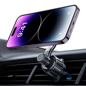 andobil car mount for iphone, [never block a/c, 360° rotate-freely] strong magnetic cell phone holder for car vent easily install, compatible w magsafe car mount fits for iphone 14 13 12 pro max & all