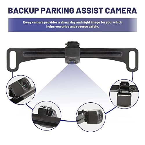 EWAY Rear View Backup Camera W/ Bracket Mounting Front Rear View License Plate Reversing Camera for Truck Pickup SUV Sedan Universal Parking Guide Line On/Off