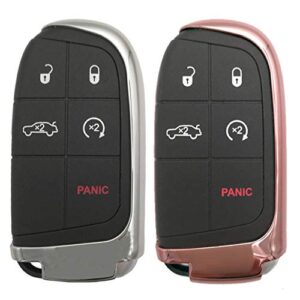 qty(2) pink silver tpu key cover case fob holder jacket skin for jeep grand cherokee renegade chrysler 200 300 dodge ram durango charger challenger journey dart fiat
