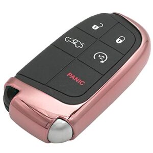 Qty(2) Pink Silver TPU Key Cover Case Fob Holder Jacket Skin for Jeep Grand Cherokee Renegade Chrysler 200 300 Dodge RAM Durango Charger Challenger Journey Dart Fiat