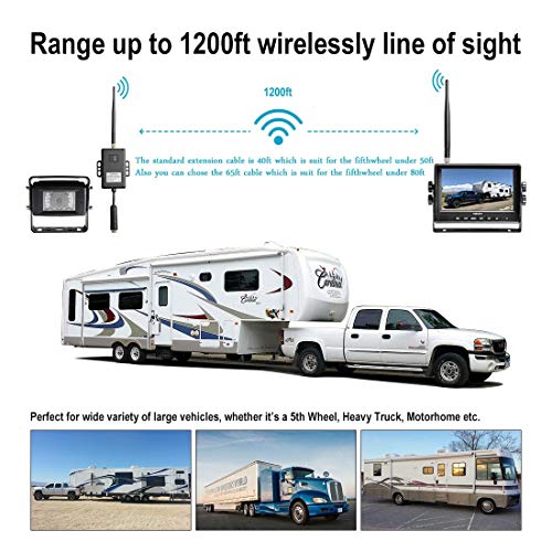 Haloview RD7 Wireless Long Range Backup Camera System kit 7'' 720P HD Digital Monitor Built in DVR Rear View Observation Reverse Camera for Truck/Trailer/Bus/RV/Pickups/Camper