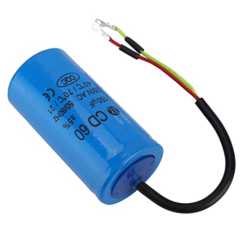 Vikye CD60 Run Capacitor 250V AC 150uF 50/60Hz Run Round Capacitor with Wire for Motor Air Compressor, Air Conditioners, Compressors and Motors