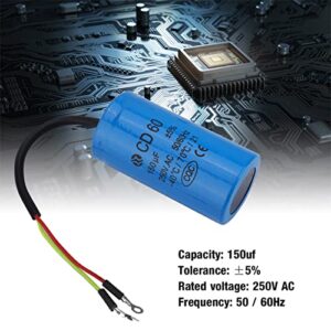 Vikye CD60 Run Capacitor 250V AC 150uF 50/60Hz Run Round Capacitor with Wire for Motor Air Compressor, Air Conditioners, Compressors and Motors