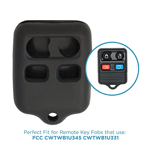 Keyless2Go Replacement for New Silicone Cover Protective Cases for 4 Button Remote Key Fobs FCC CWTWB1U345 CWTWB1U331 - Black (2 Pack)