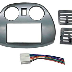 Radio Stereo Double 2 Din Dash Install Kit Mount Trim Bezel w/Wiring Harness and Factory Blue LED Compatible with Mitsubishi Eclipse