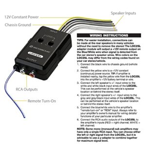 Scosche LOC2SL Line Output Converter Adjustable Amplifier Add On Module for Car Stereo, 2-Channel Signal Sensing Speaker Wire to RCA Adapter with Remote Control Knob, Black