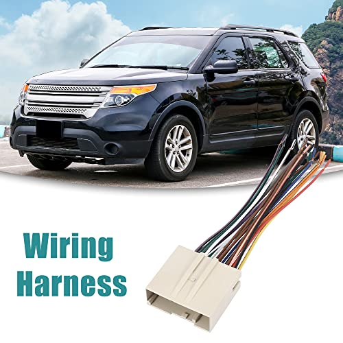 ACROPIX Car CD Player Wiring Harness Speaker Wire Adapter Fit for Ford Explorer White