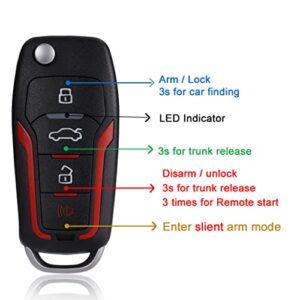 BANVIE ① Car Keyless Entry Security Alarm System + ② Remote Engine Starter + ③ Push to Start Stop Iginition Kit Button