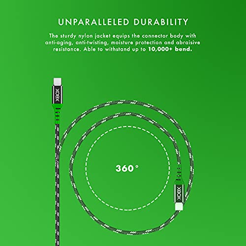 Numskull Official Xbox Series X USB Type-C Nylon Braided Charging Cable 4m - Fast Charging Play and Charge Lead - Compatible with Nintendo Switch, Xbox Series S, PS5, (NS2406)