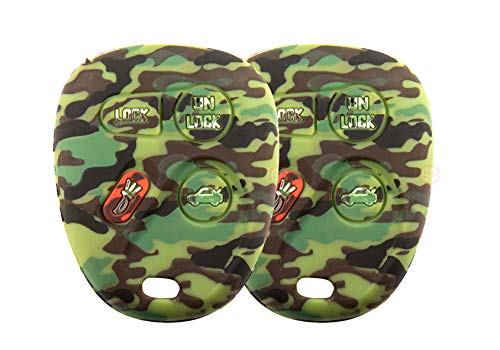 2x New Key Fob Remote Silicone Cover Fit/For Select GM Vehicles (2x Green Camouflage)