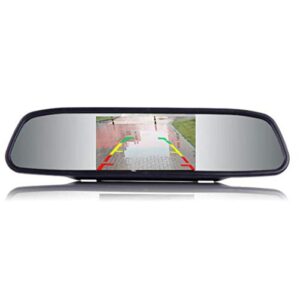 4.3 inch car video monitor auto rear view mirror lcd screen 12v-24v universal mount clip-on current mirror for backup camera/front camera/media player/safety driving 2 ways rca input