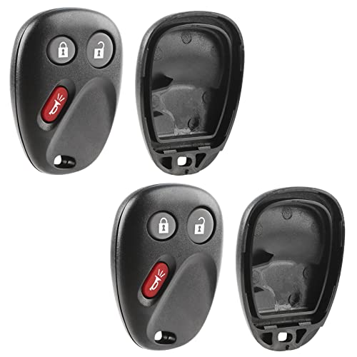 Replacement for Cadillac Chevrolet GMC Pontiac 2003-2007 3-Button Keyless Entry Remote Shell Pad Case PN: 21997127 LHJ011 (Set of 2)