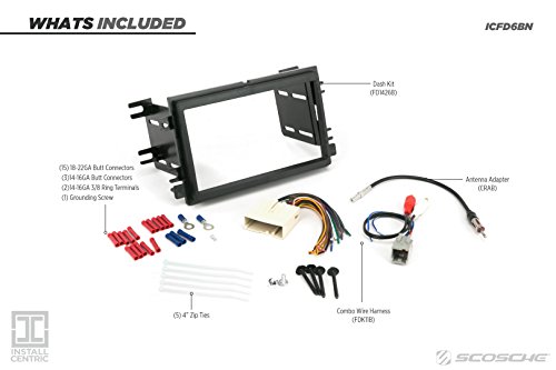 SCOSCHE Install Centric ICFD6BN Complete Basic Installation Solution For Installing A Double DIN Aftermarket Stereo Compatible With Select 2004-12 Premium Sound Ford, Lincoln And Mercury Vehicles