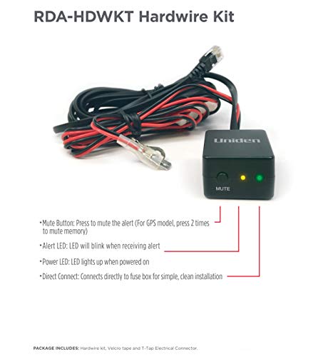 Uniden RDA-HDWKT Radar Detector Smart Hardwire Kit with Mute Button, LED Alert and Power LED, for Uniden R8, R7, R4, R3, R1, DFR9, DFR9BLK, DFR8, DFR7 and DFR6.