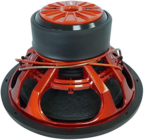 American Bass HAWK 15 Inch Dual 4 Ohm Voice Coil 3000 Watt Subwoofer Speaker with 80 Ounce Magnet and Kevlar Fiber Non-Pressed Paper Cone, Red