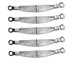 4″ x 1/2″ braided ground straps (1/4″ ring to 1/4″ ring)-5pcs – made in usa