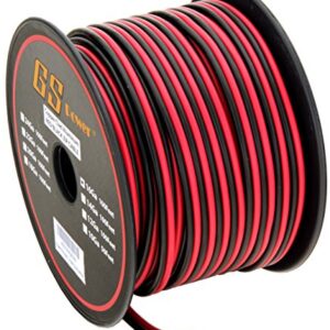 GS Power 16 Gauge Stranded Copper Clad Aluminum 100ft Red / 100ft Black Bonded Zip Cord Wire for 12 Volt Automotive Harness Car Audio Hookup Amplifier LED Light Wiring