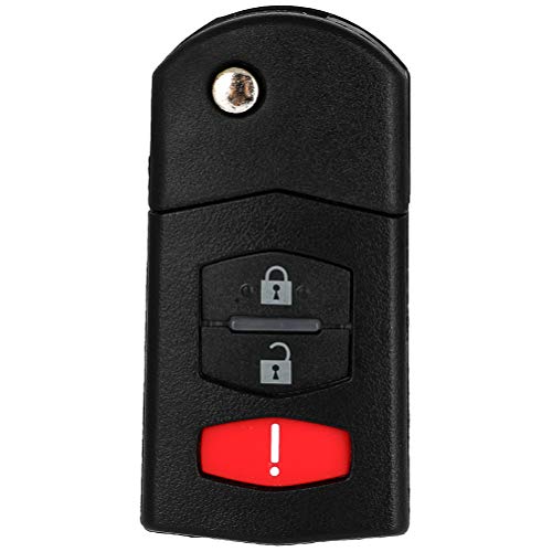 ECCPP 1 X Replacement Remote Key Shell Case with Uncut ignition key for Mazda 2 3 5 CX-7 CX-9 FCC: BGBX1T478SKE125-01 662F-SKE12501 SKE12501 G2YA-76-2GXB KPU41788