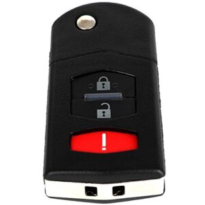 ECCPP 1 X Replacement Remote Key Shell Case with Uncut ignition key for Mazda 2 3 5 CX-7 CX-9 FCC: BGBX1T478SKE125-01 662F-SKE12501 SKE12501 G2YA-76-2GXB KPU41788