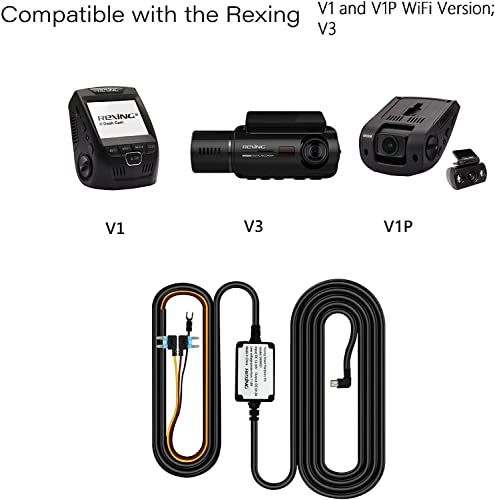 Rexing Smart Hardwire Kit Mini-USB Port for All Rexing Supercapacitor Models - V1-4K, V1P, V3, V2 Pro, V5, S1 Series, V1P Pro Series, Max Series Dash cams,etc