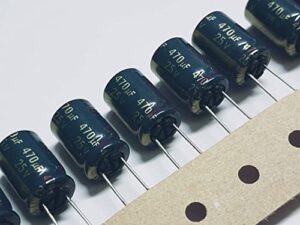 12pcs 470uf 25v panasonic fc low esr, 105 degree high temperature resistant series audio grade capacitor 8×12 mm for high-end audio