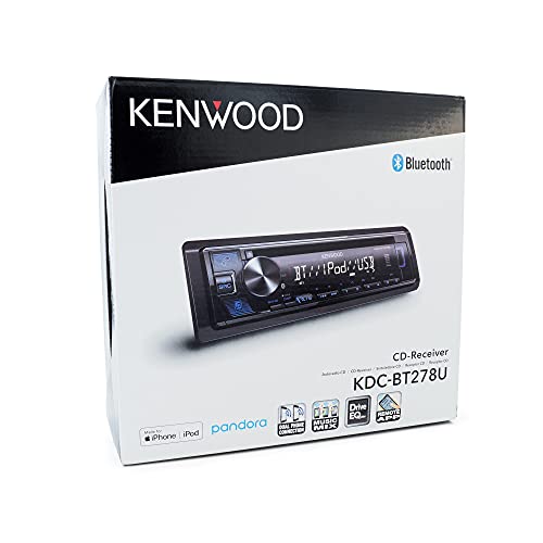 KENWOOD KDC-BT278U CD Car Stereo w/ Bluetooth, Single DIN, App Control & AM/FM Radio, USB Port, AUX Input