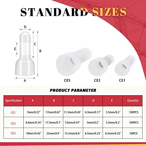 Hilitchi 250pcs 22-16/16-14/12-10 Gauge Closed End Crimp Terminals Connectors Kit