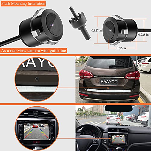 Reverse Backup Camera,RAAYOO L002 HD 170 Degree Wide View Angle Universal Car Front/Side/Rear View Camera,2 Installation Option,Removable Guildlines,Mirror Non-Mirror Image,12V only