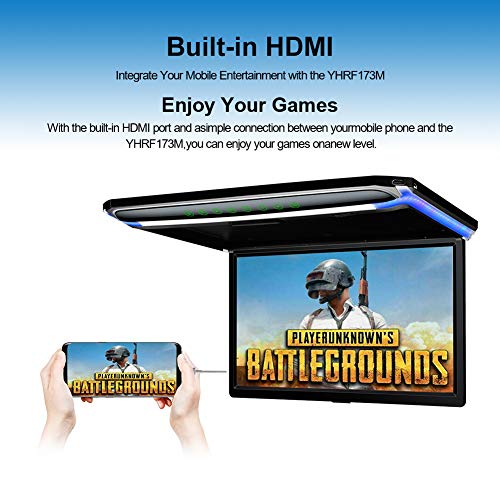 17.3" Car Overhead Flip Down Monitor Screen Dispaly 1080P Video HD Digital TFT Screen Wide Screen Ultra-Thin Mounted Car Roof Player HDMI IR FM USB SD