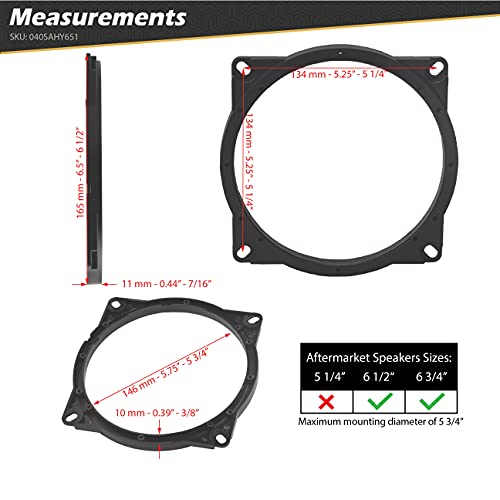 Scosche SAHY651 6.5” - 6.75” Speaker Adapters Compatible with Select 2014 to 2015 Hyundai Santa Fe Front Doors Only (1 Pair)