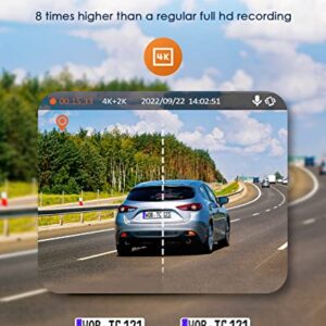 LAMTTO 4K Dash Cam Built in WiFi GPS, 4K+ 2K Front and Rear Dash Camera for Cars, Car Camera with 3.16" Touch Screen, Dual Sony Night Vision, Voice Recognition,170° Wide Angle, APP, 64GB Memory Card