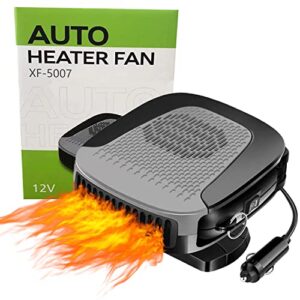 car heater, portable car heater 12v 150w car windshield defogger fast heating & cooling fan 2 in 1 modes fast demisting defroster for cars suv truck and trailer (gray)